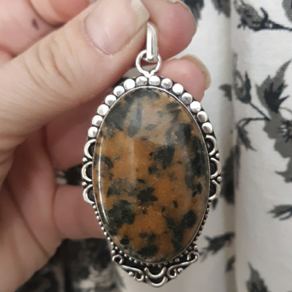 New Green Tourmaline 925 Silver Pendant.
